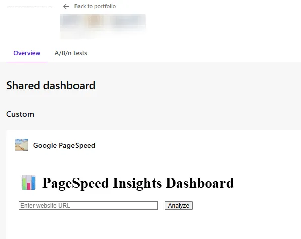App when shown on the dashboard