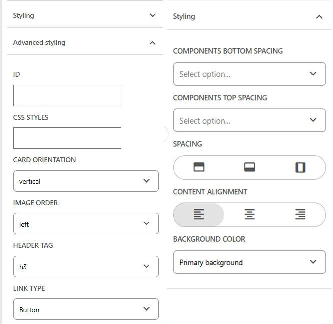 Styling in Page Builder