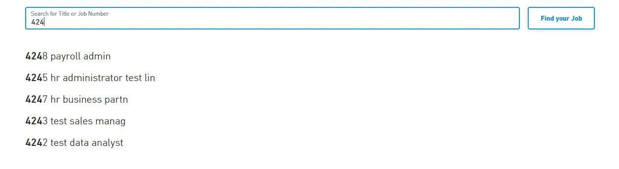 Job number search example