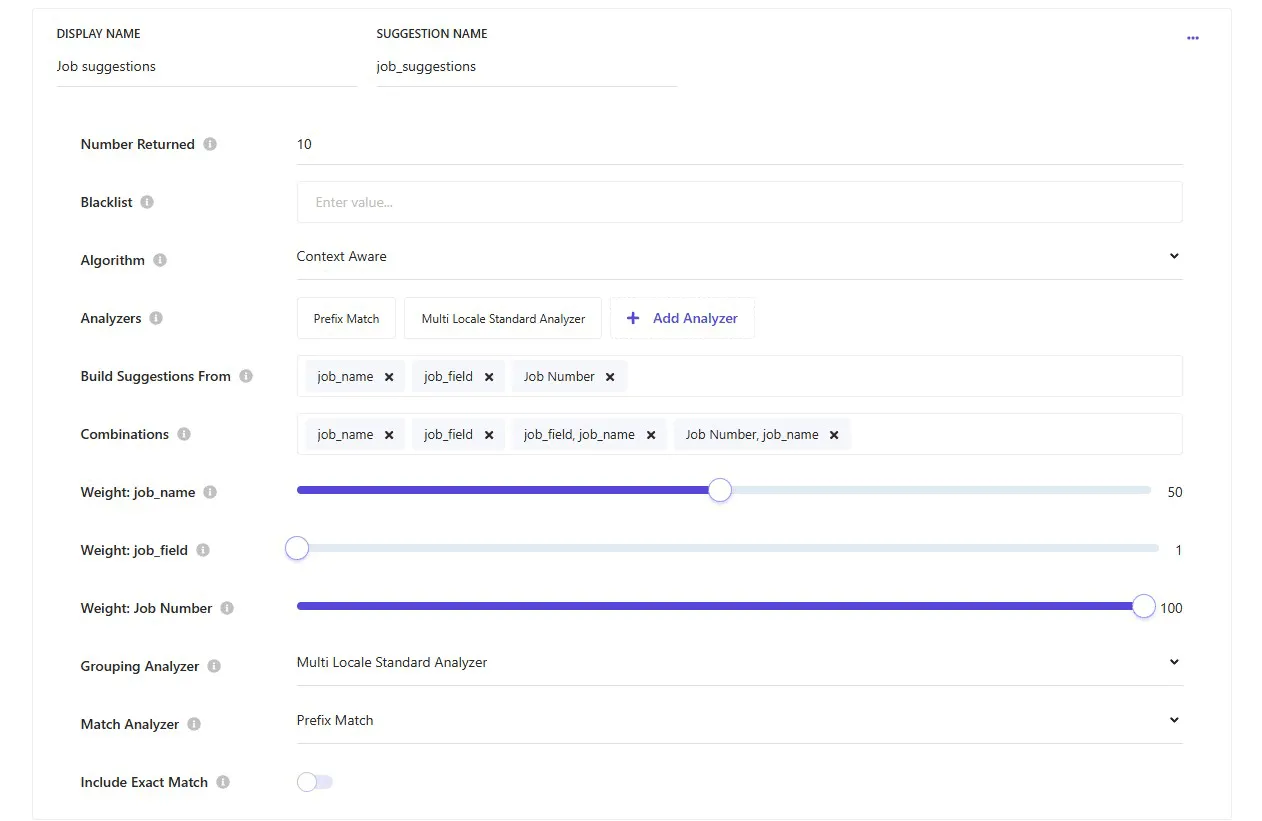 Prefix Match analyzer configuration
